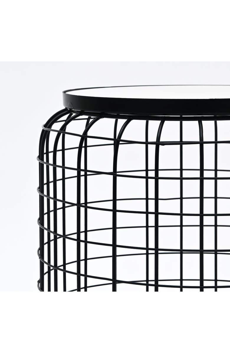 Expo Bazaar Marble End Table Round Side Table Black Metal Frame Modern Living Room Decor, Alternate, color, Black - 14.5X14.5x16.5"