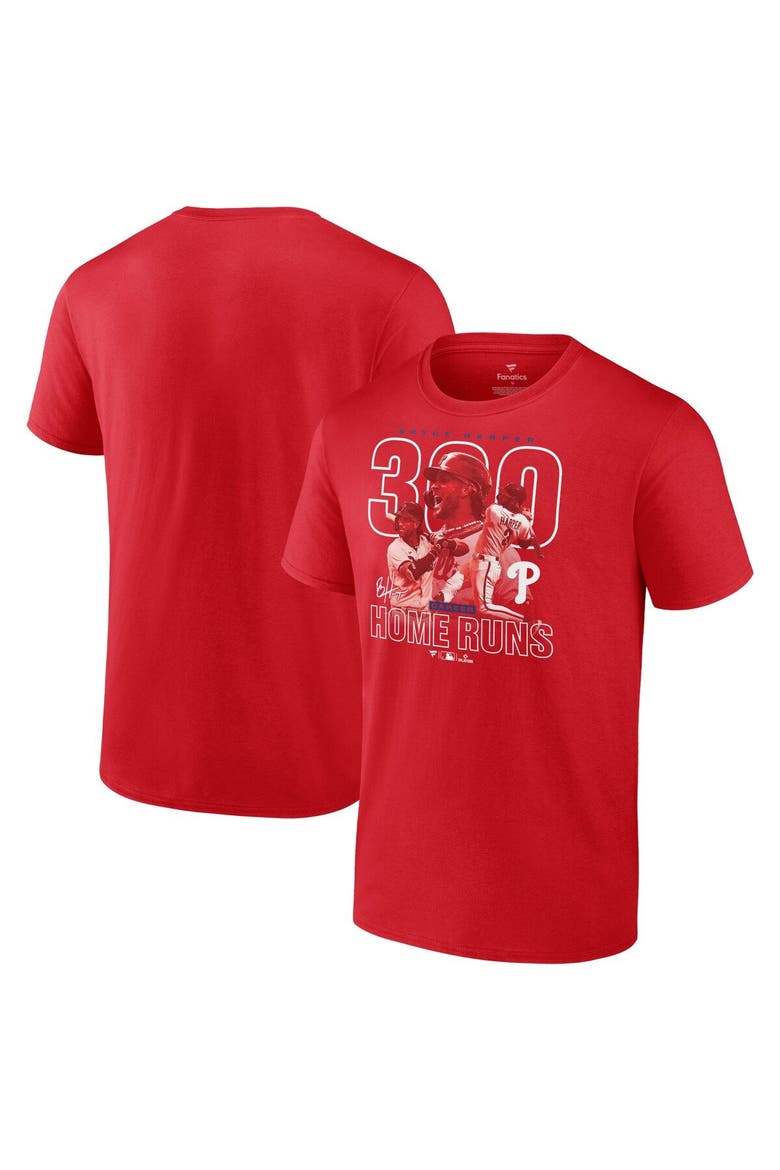 Men's Fanatics Branded Bryce Harper Red Philadelphia Phillies 300th Career Home Run T-Shirt, Main, color, Red