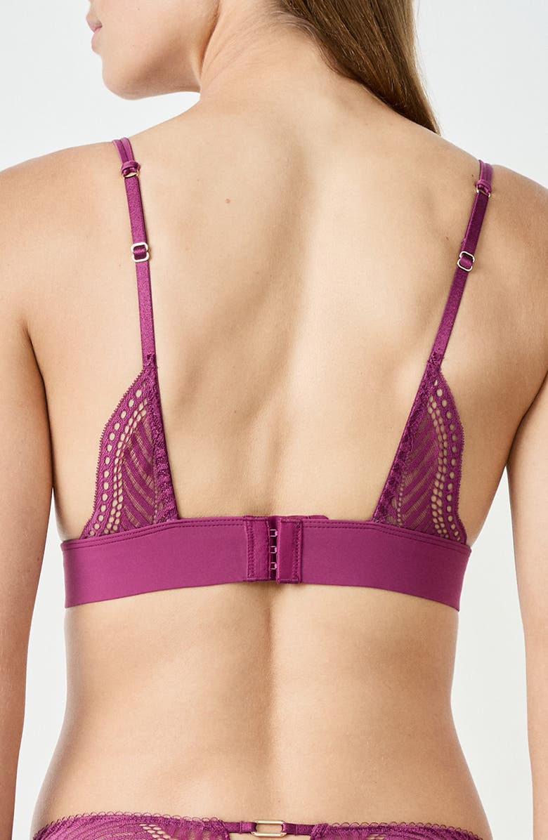 Etam Audace Lace Triangle Bra, Alternate, color, Plum