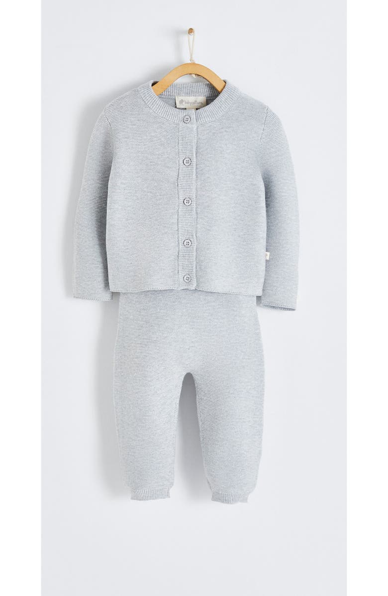 Babycottons Premium Peruvian Pima Cotton My First Knit Knitted Cardigan & Pants Set for Infant, Alternate, color, Grey/Melange