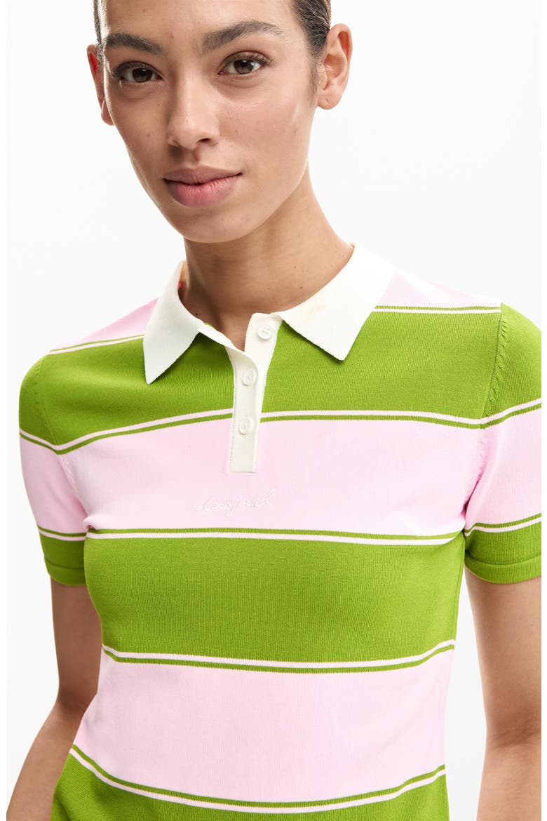 Stripe Polo Shirt, Alternate, color, PINK