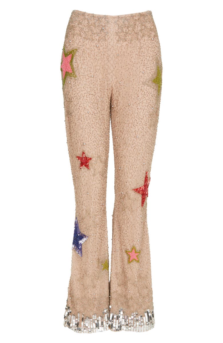 NASTY GAL Star Bead Embellished Flare Pants, Alternate, color, 