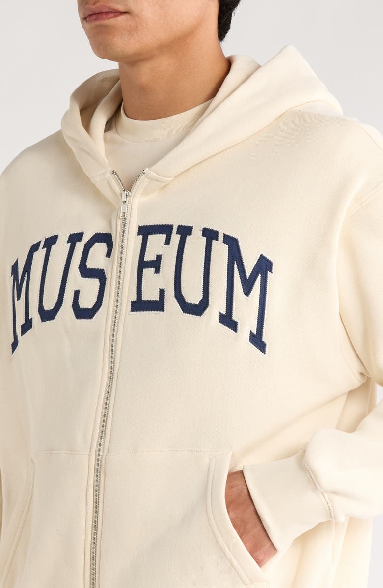 Museum of Peace & Quiet XXL Logo Appliqué Zip Hoodie, Alternate, color, Bone