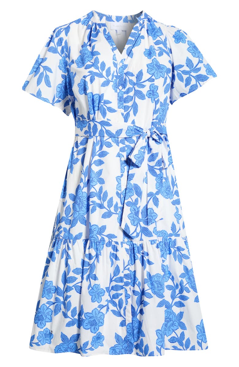 SUGARLIPS Glantis Floral Cora Button Midi Dress, Alternate, color, White-Blue-Multi