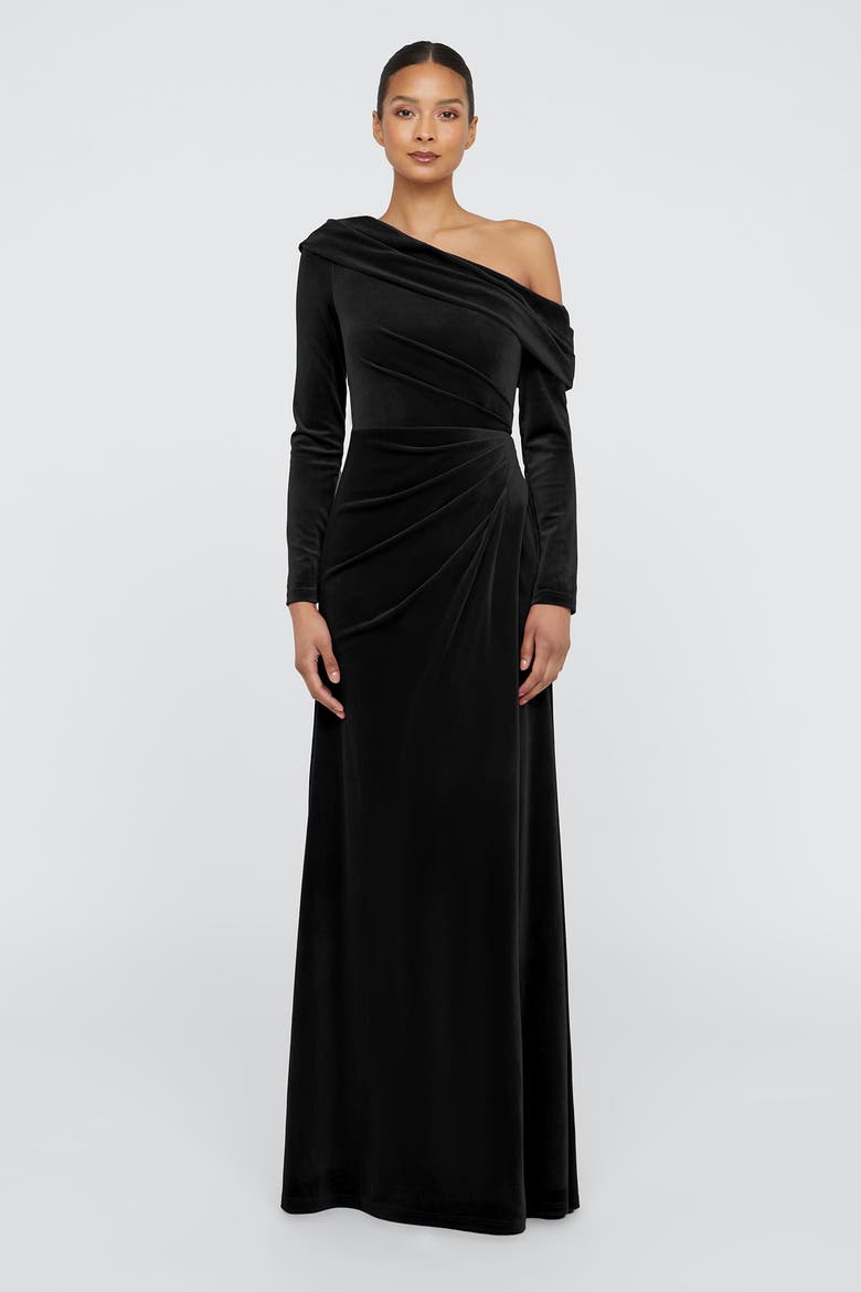 Katniss One Shoulder Gown, Main, color, Black