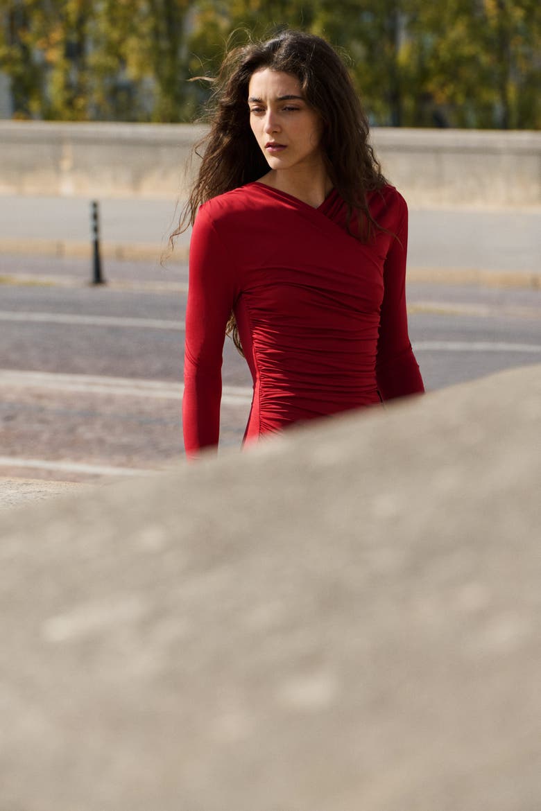 Draped Jersey Dress, Alternate, color, Red