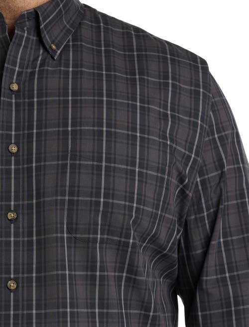 Harbor Bay By Dxl Tonal Plaid Sport Shirt In Black Multi