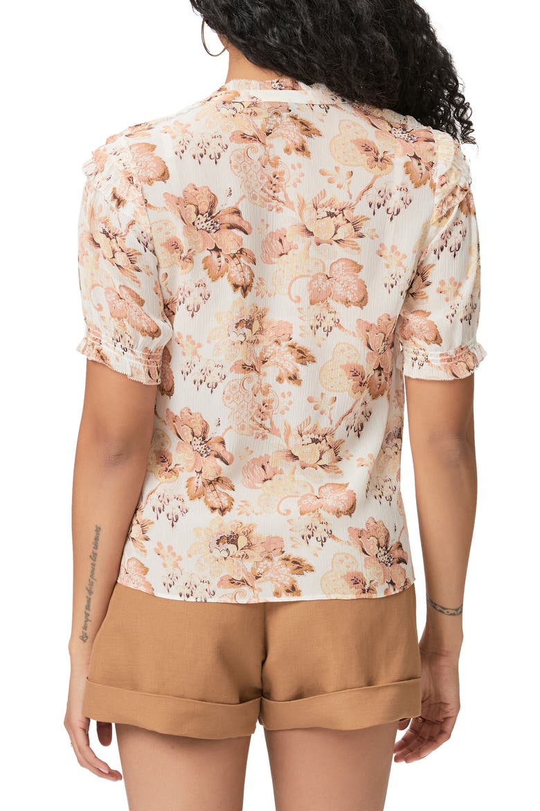 Floral Silk Button-Up Shirt, Alternate, color, CREAM MULT