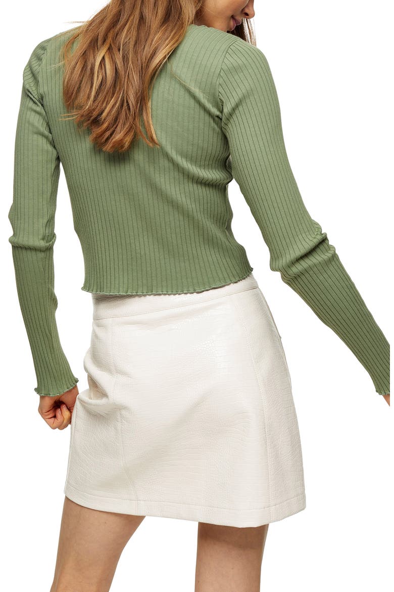 Lettuce Edge Button-Up Cardigan, Alternate, color, OLIVE