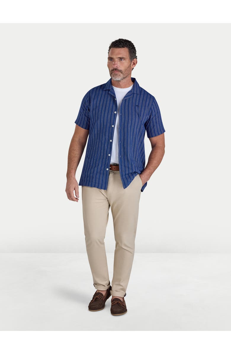 Raging Bull Athen Stripe Linen Blend Shirt, Alternate, color, Navy