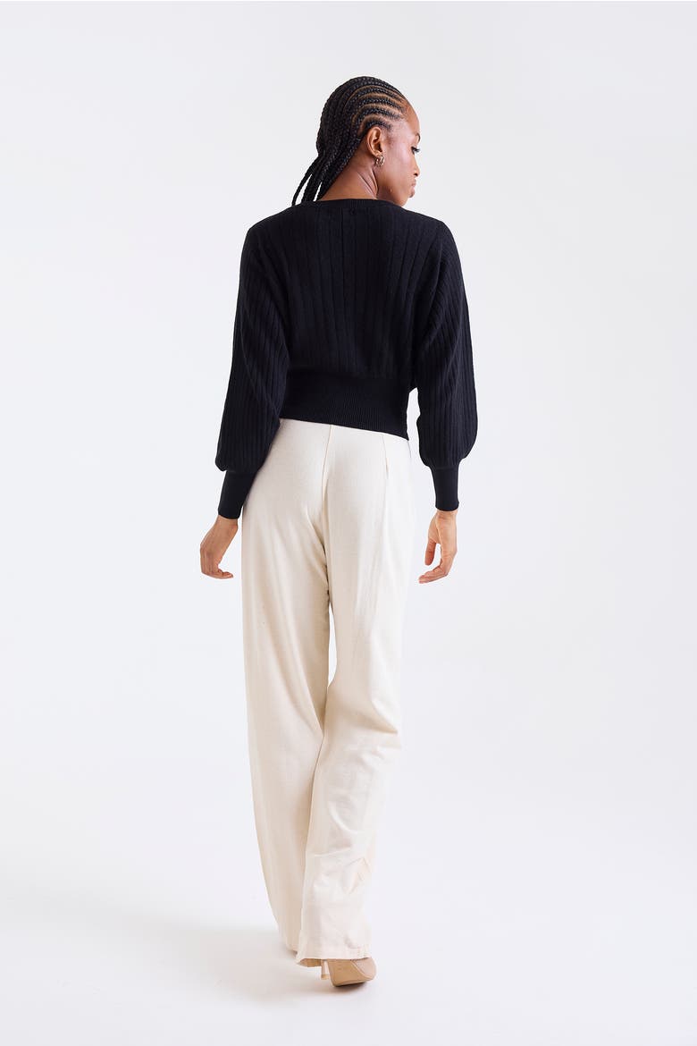 Rosa Ribbed 100% Cashmere Sweater, Alternate, color, BLACK