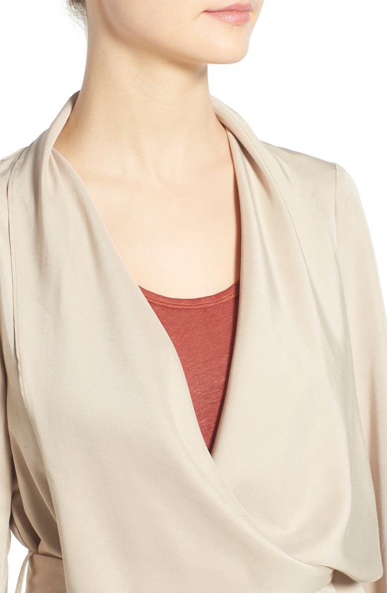 Kensie Belted Drape Front Trench Coat, Alternate, color, 