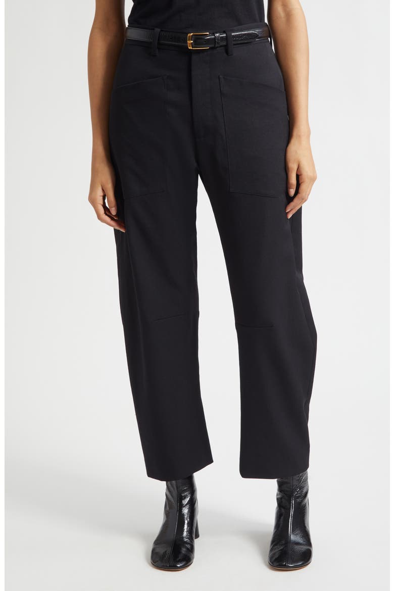 Shon Wool Barrel Leg Pants, Main, color, BLACK