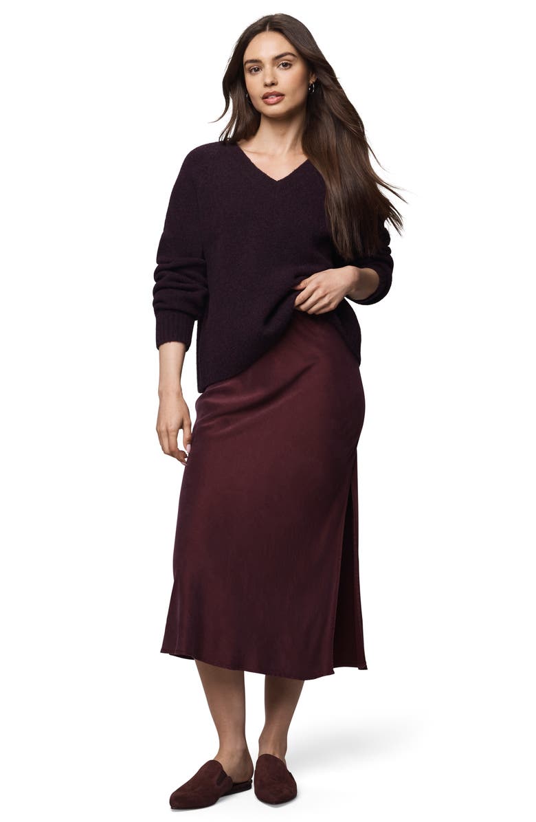 Splendid Serena Side Slit Satin Midi Skirt, Alternate, color, Rosewood Pink