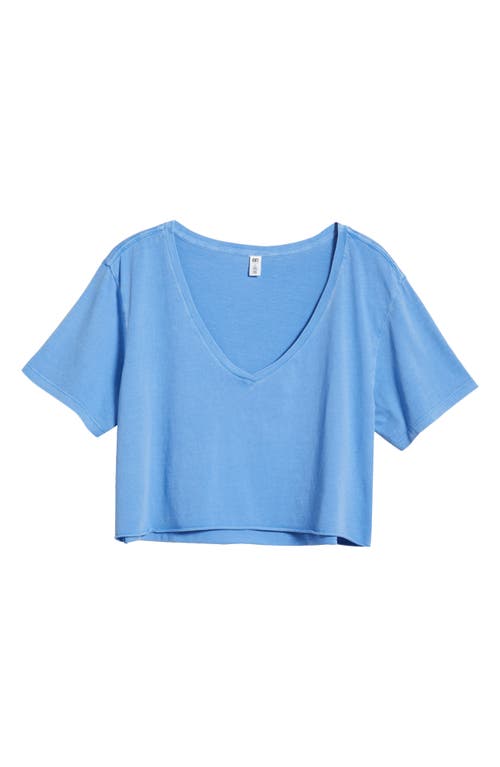 Shop Bp. Washed V-neck Crop T-shirt In Blue Stream