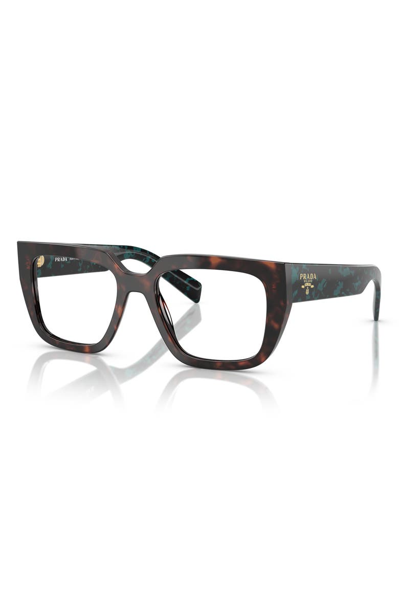 Prada 52mm Square Optical Glasses, Alternate, color, Brown Tortoise