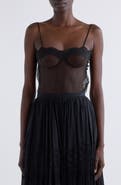 Chloé Lace Trim Sheer Fitted Tank