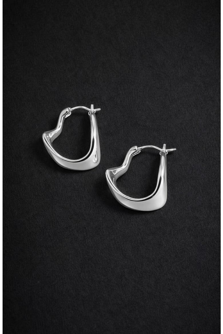 Curved Mini Hoop Earrings, Alternate, color, Silver