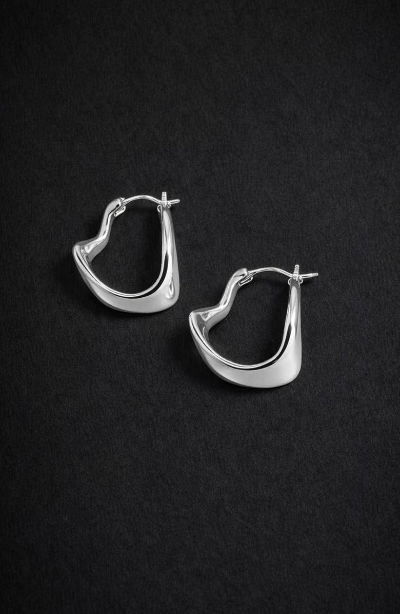 YOJ Curved Mini Hoop Earrings, Alternate, color, Silver
