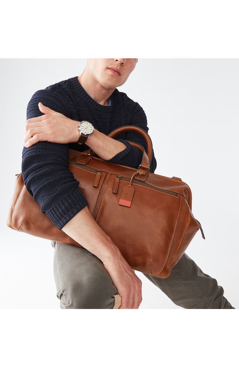 Fossil Defender Leather Duffle Bag, Alternate, color,