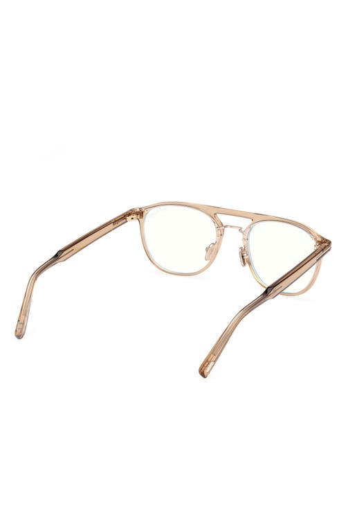 Tom Ford 52mm Pilot Blue Light Blocking Glasses In Gold