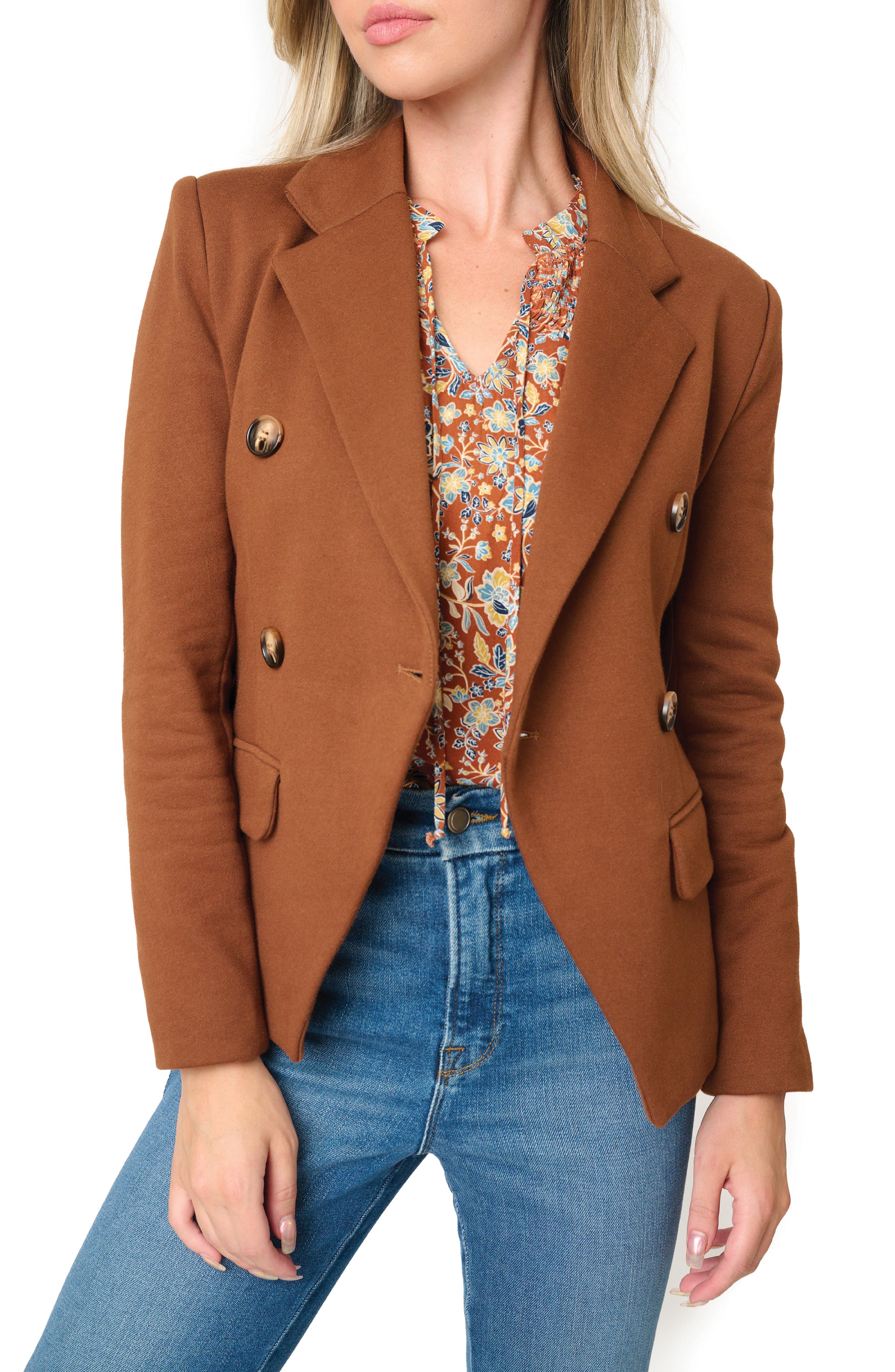 Double Breasted Cotton Blend Blazer - image 5