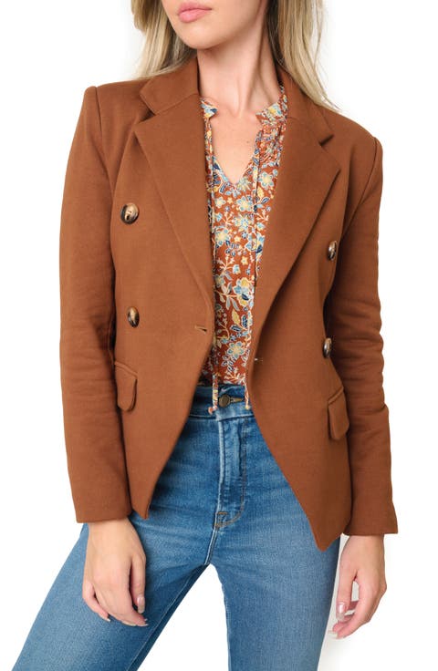 Double Breasted Cotton Blend Blazer