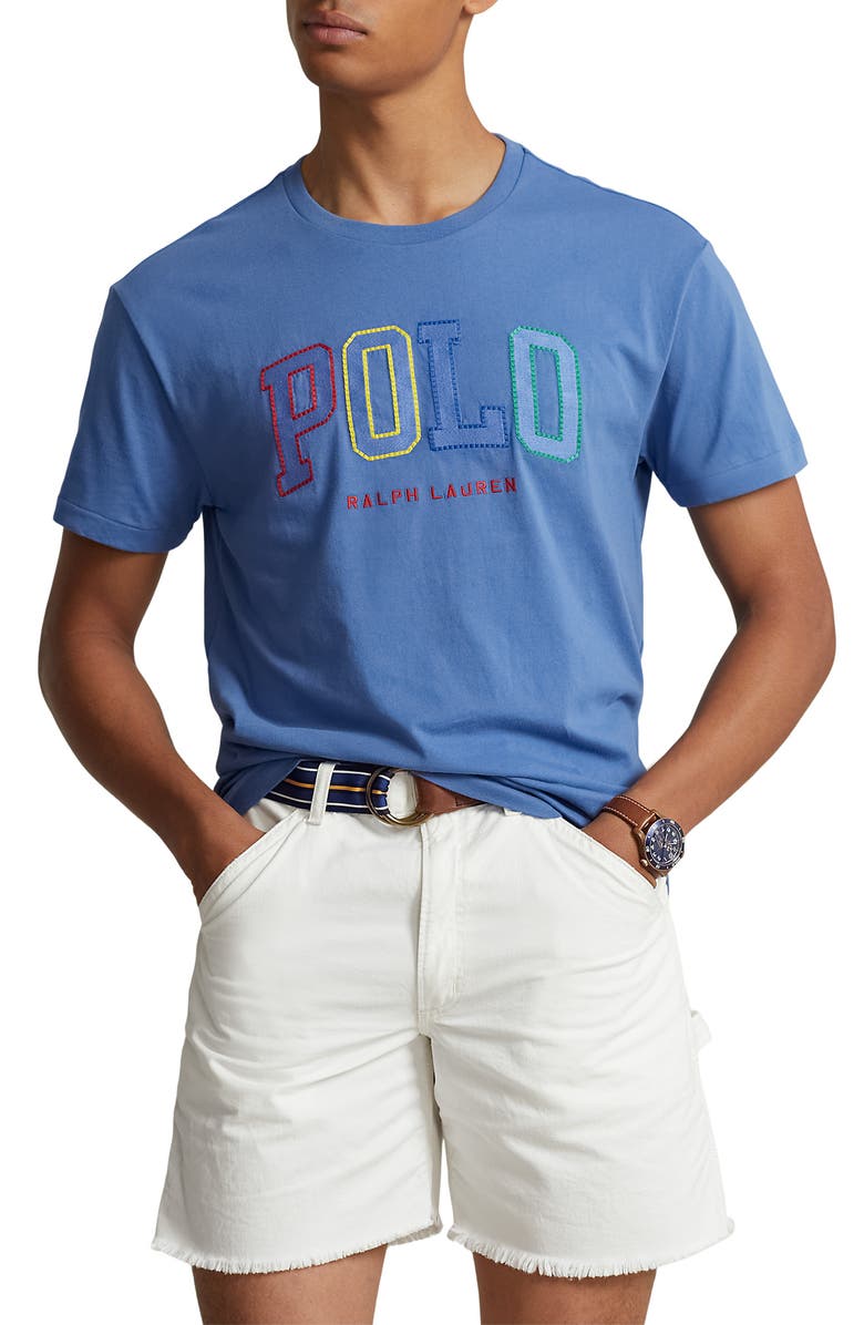 Polo Ralph Lauren Logo Cotton Jersey Graphic T-Shirt, Main, color, Nimes Blue