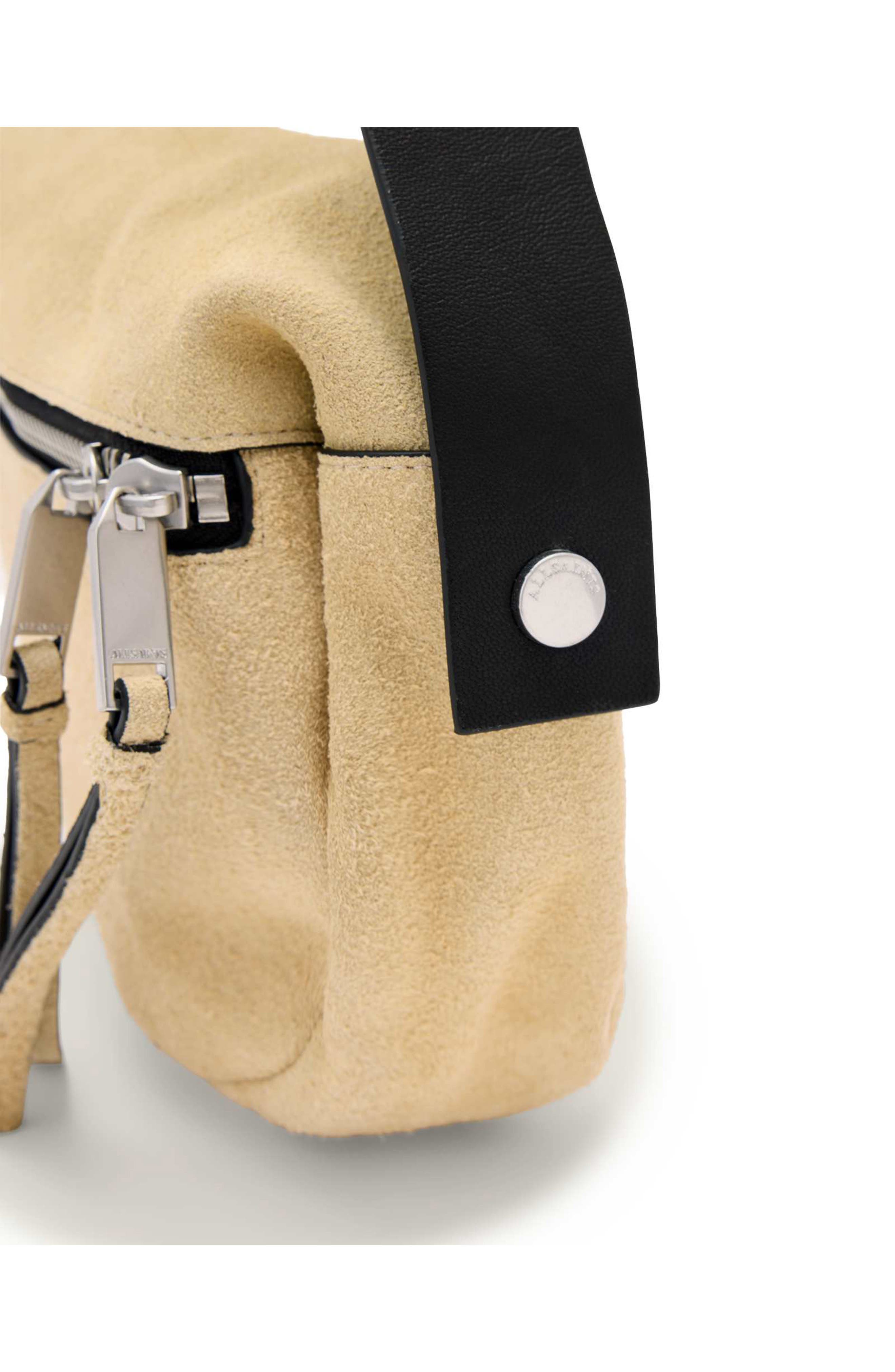 AllSaints Mini Noemie Suede Shoulder Bag, Alternate, color, Sahara White