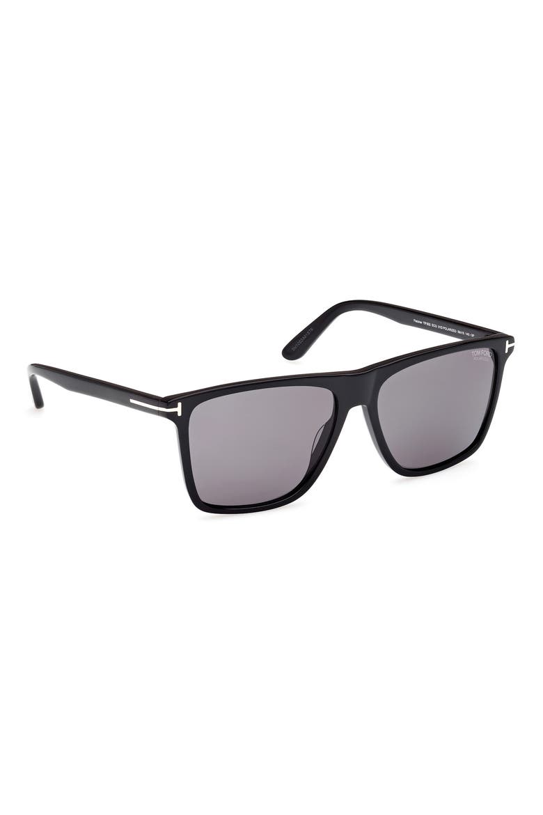 Fletcher 57mm Polarized Square Sunglasses, Alternate, color, BLACK ECO / T LOGO / SMOKE