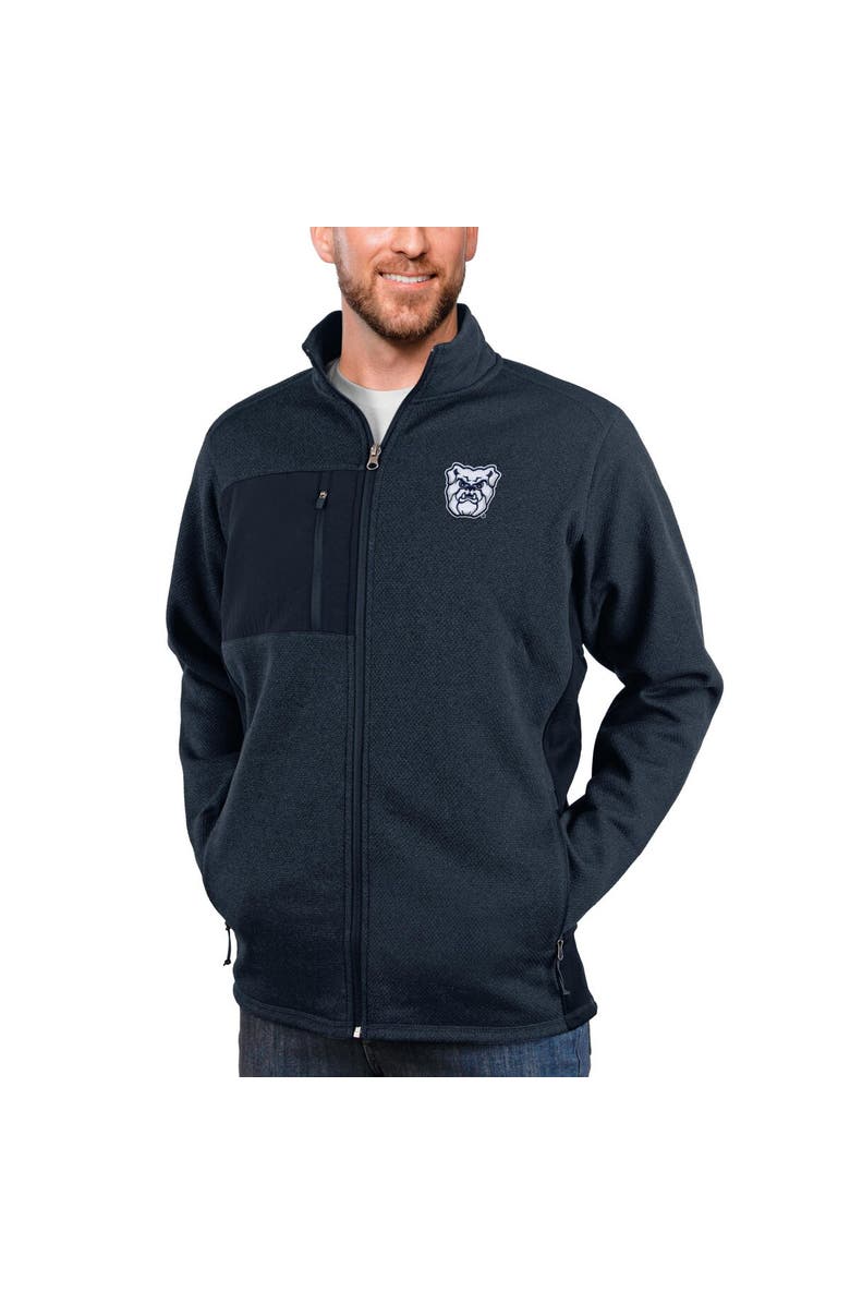 ANTIGUA Men's Antigua Heather Navy Butler Bulldogs Course Full-Zip Jacket, Alternate, color,