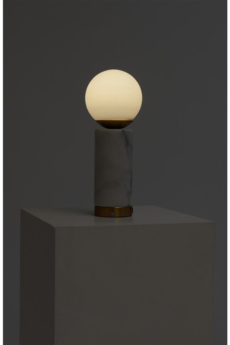 Aspen 14.5" Frosted Glass Orb and Marble LED Table Lamp with USB Charging Port and 3-Way Dimmer, Alternate, color, Natural Stone White