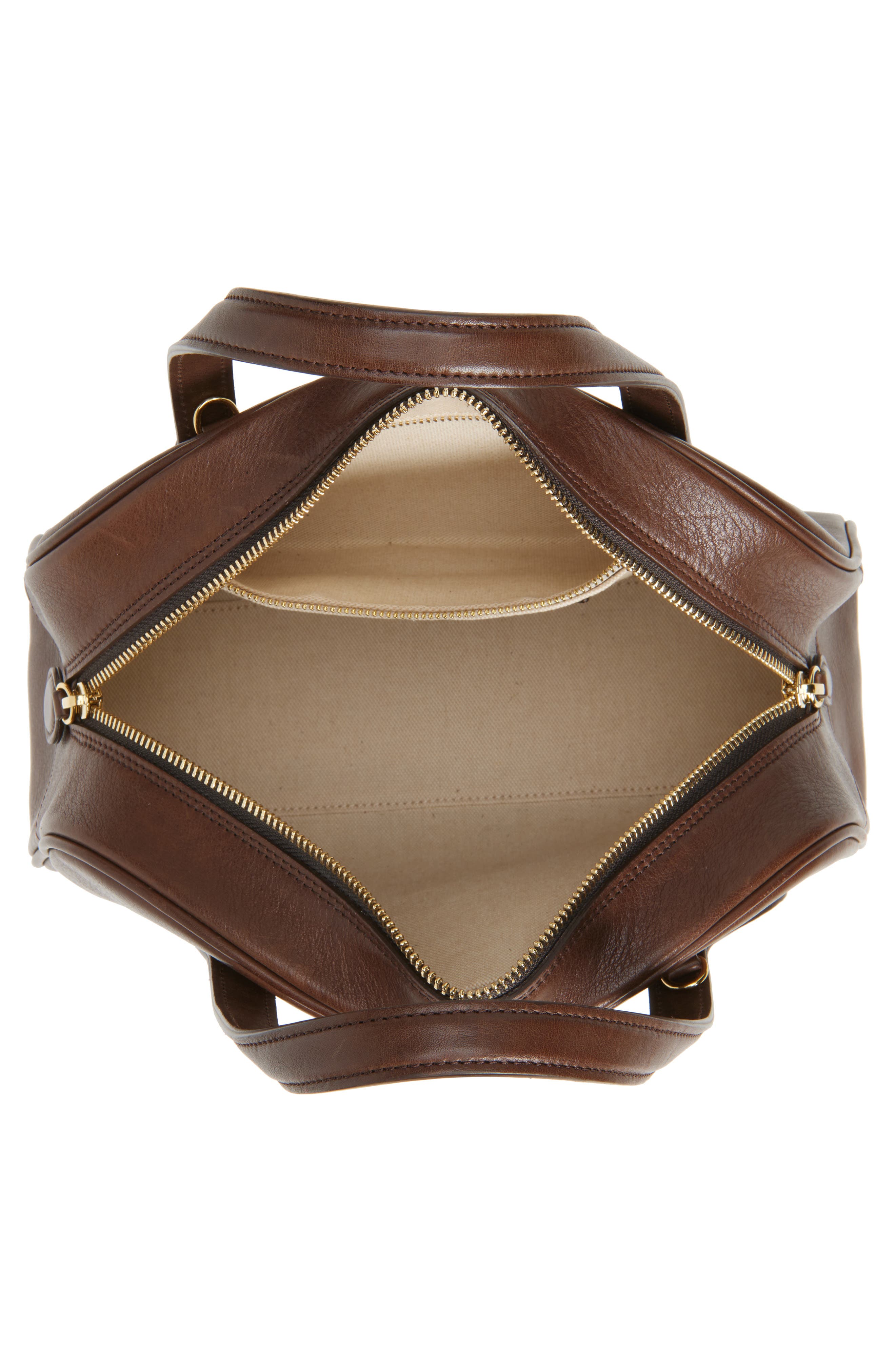 Mini Leather Bowling Crossbody Bag, Alternate, color, DARK BROWN