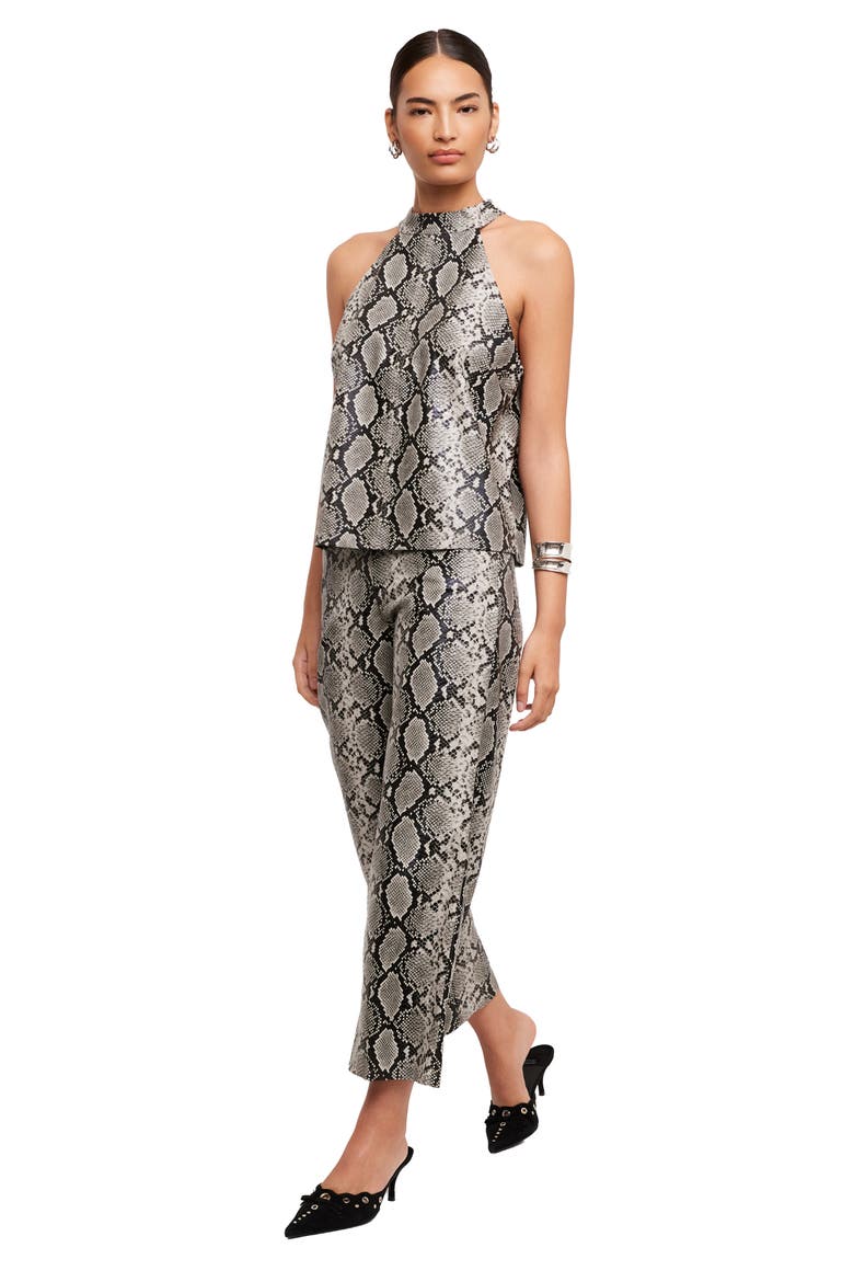 Alexis Faux Leather Halter Top, Alternate, color, PRINT
