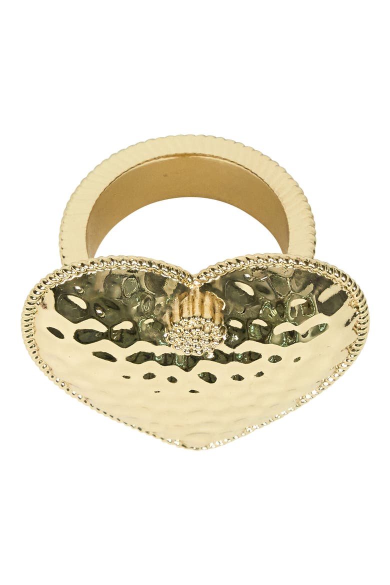 Berry & Thread Set of 4 Heart Napkin Rings, Alternate, color, GOLD