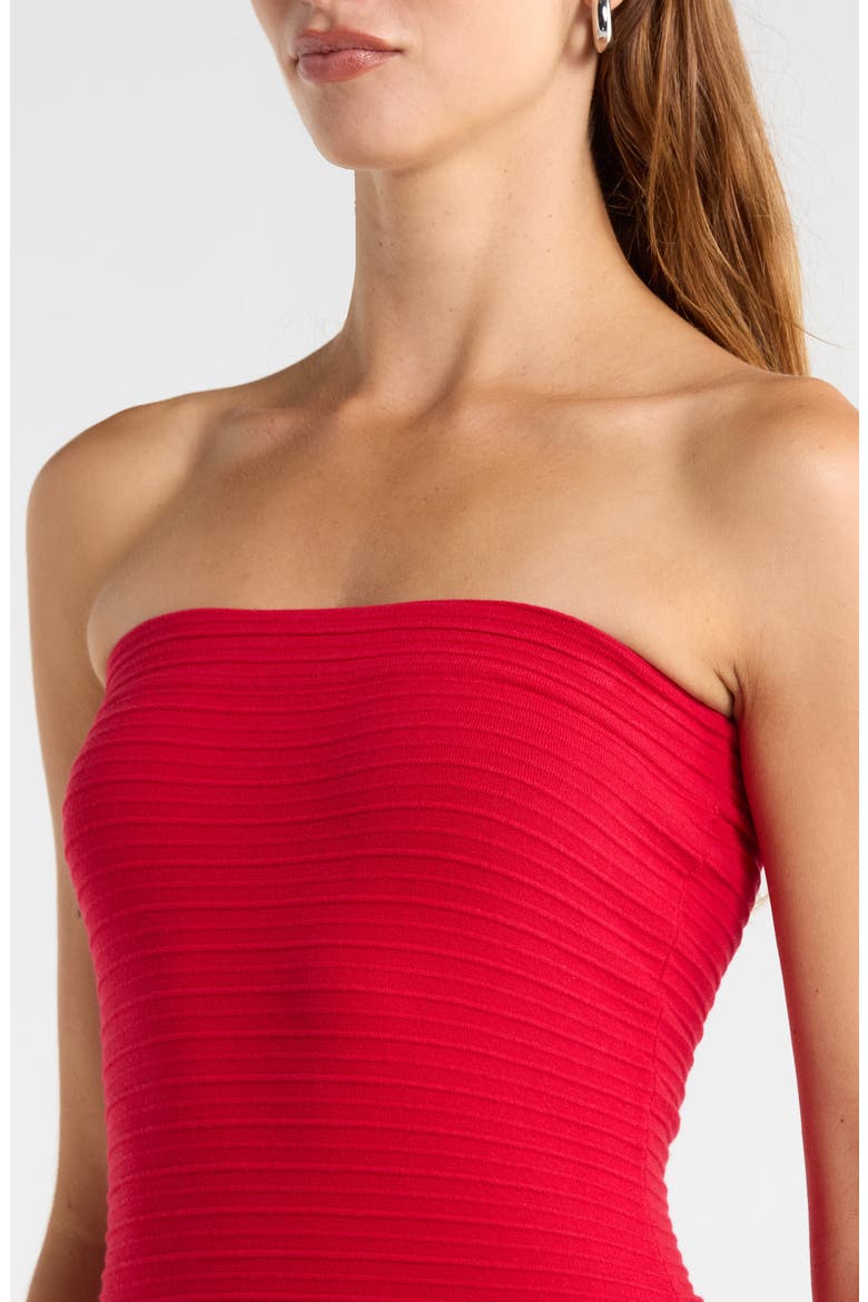 Arlo Strapless Stretch Cotton Tube Dress, Alternate, color, RED