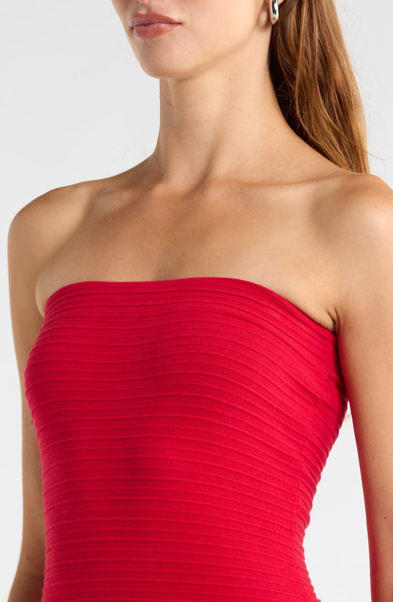 Line & Dot Arlo Strapless Stretch Cotton Tube Dress, Alternate, color, Red