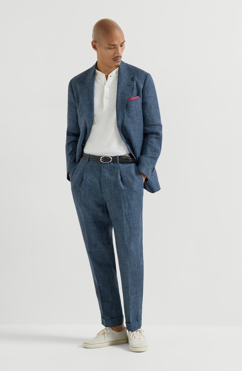 Brunello Cucinelli Houndstooth deconstructed blazer, Alternate, color, Denim