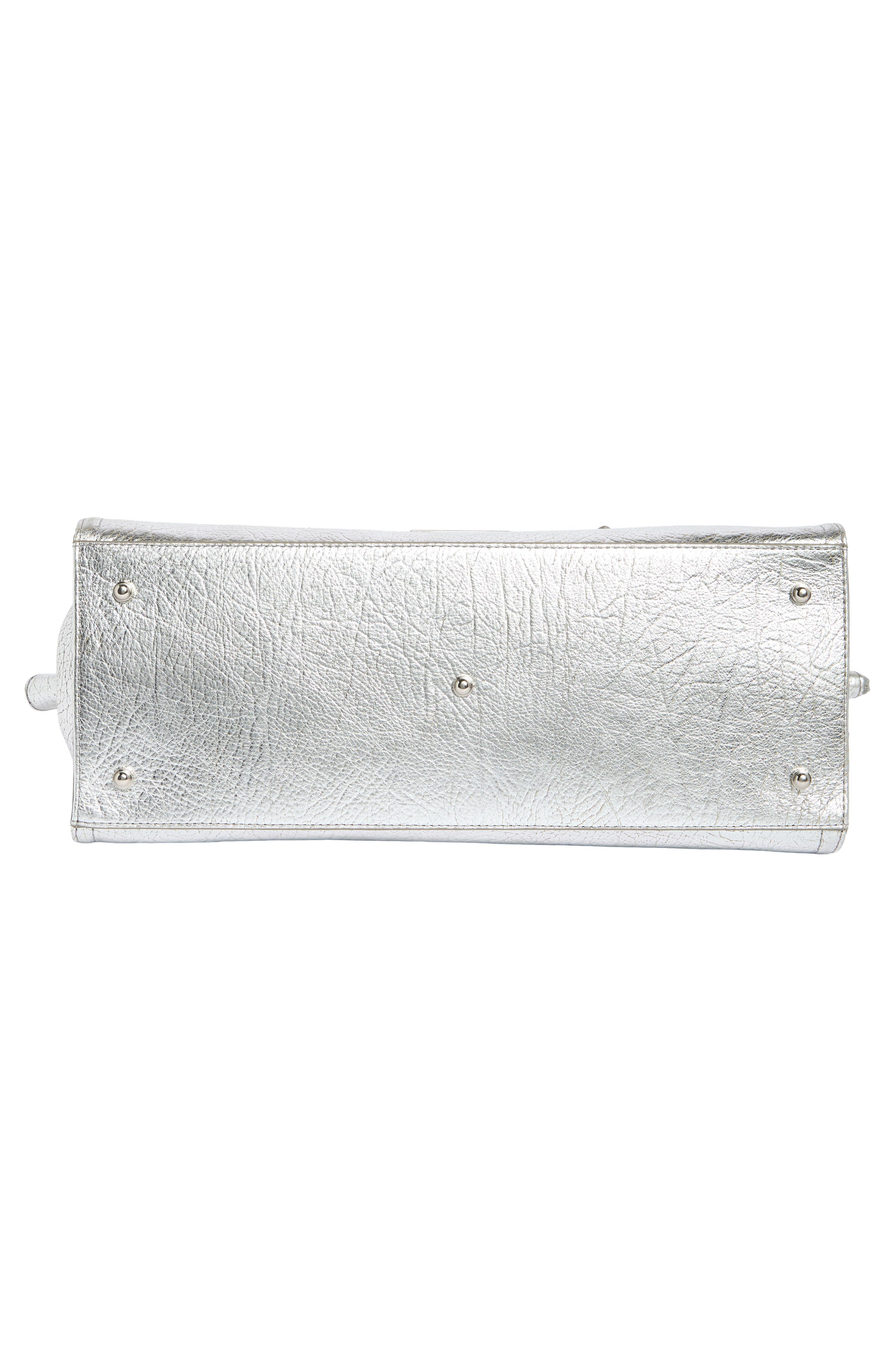 Sophia Metallic Leather Baguette Bag, Alternate, color, SILVER DUCHESS