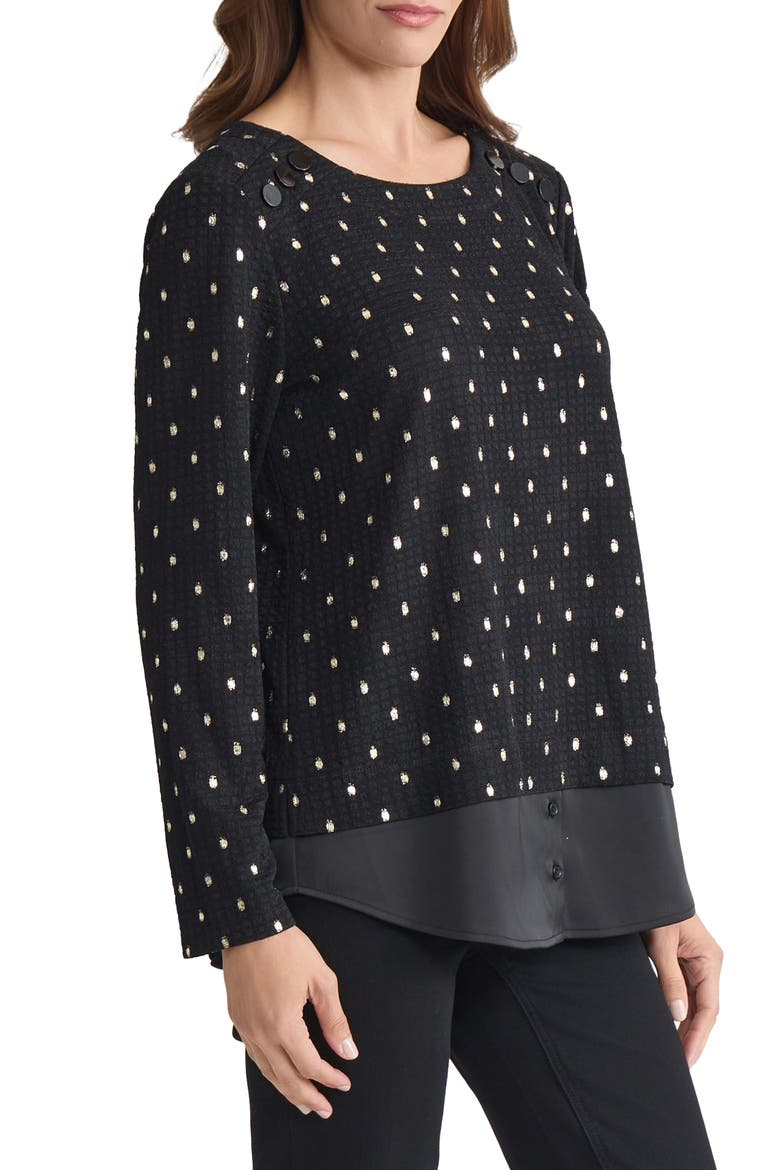 Rivet Accent Metallic Top, Alternate, color, JONES BLACK/ LIGHT GOLD