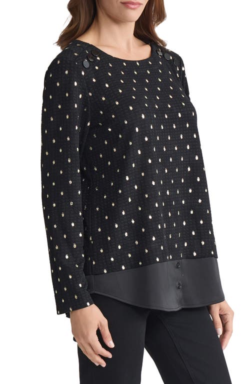 Jones New York Rivet Accent Metallic Top In Blue