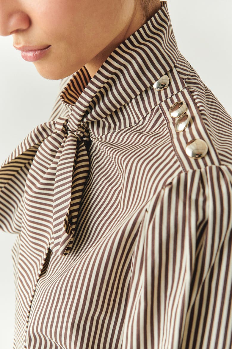 Indigo Cotton Blouse, Alternate, color, BROWN-BONE