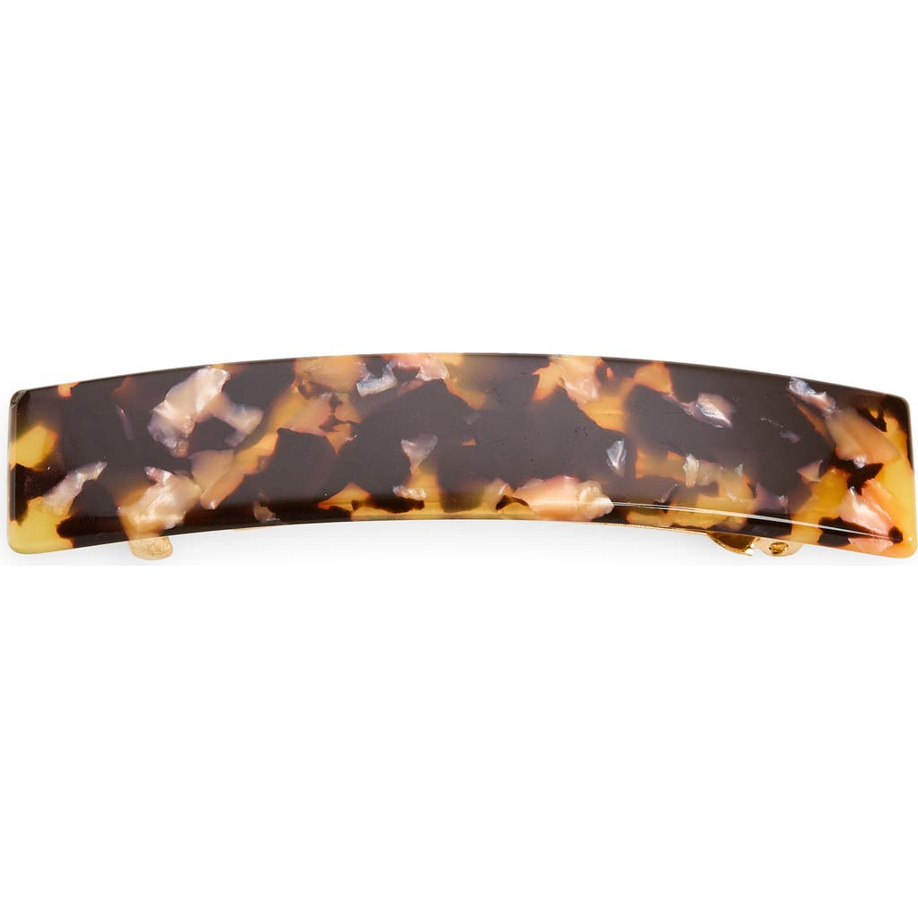 France Luxe Rectangular Barrette In Brown