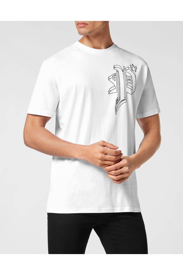 T-Shirt Round Neck Ss Wire Frame Men, Main, color, white