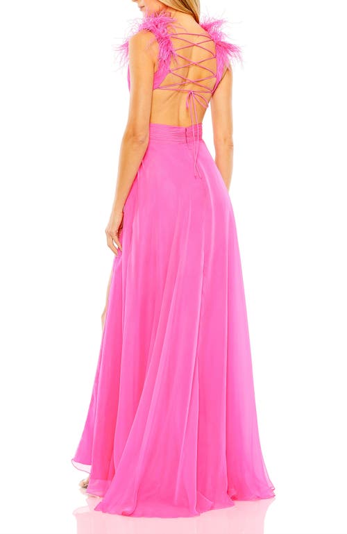 MAC DUGGAL MAC DUGGAL FEATHERED COLLAR A-LINE GOWN