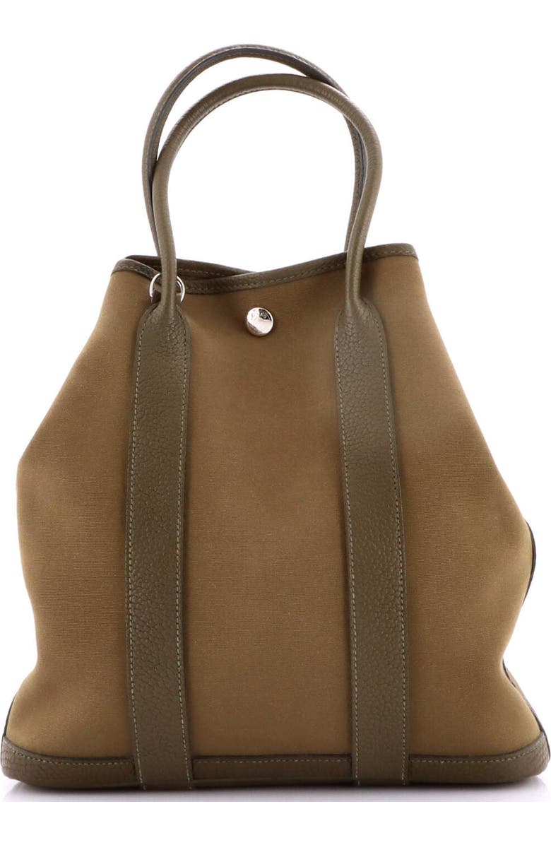 Pre-Owned Hermes Garden File Tote Toile and Leather 28, Alternate, color, Vert Maquis