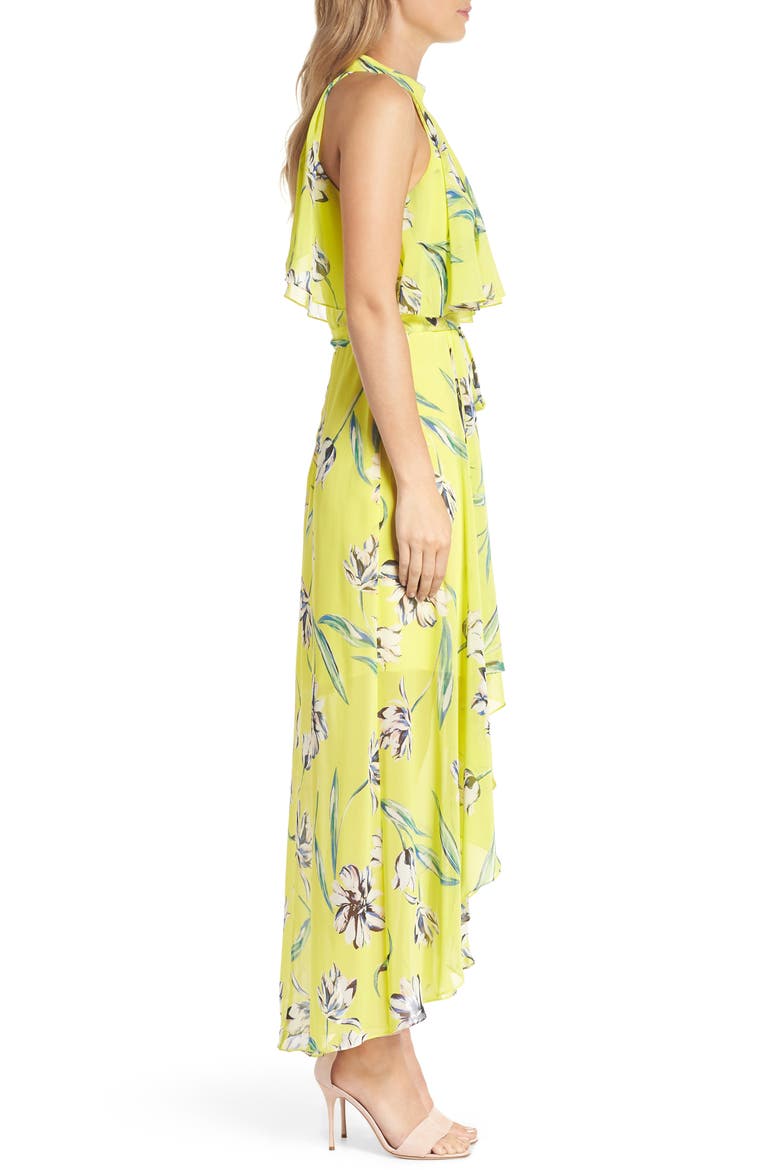 Halter Neck Chiffon Maxi Dress, Alternate, color, YELLOW