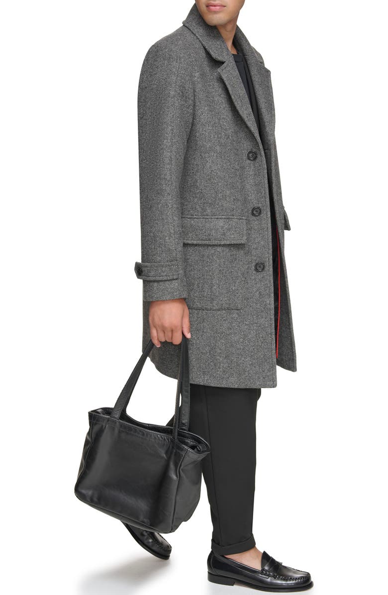 Andrew Marc Gondet Herringbone Wool Blend Overcoat, Alternate, color, 