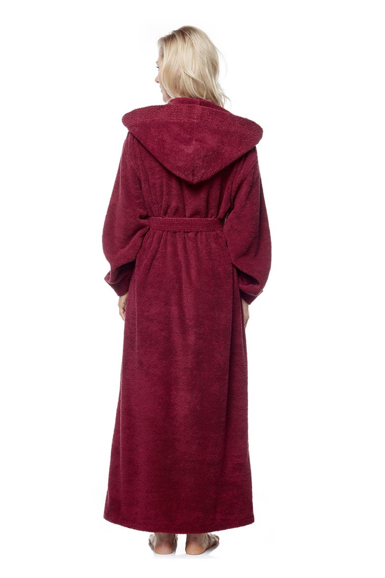Pacifica Women's Cotton Full Length Hooded Bathrobe, Alternate, color, Wine