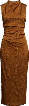 Vince Camuto Leaf Jacquard Cowl Neck Sheath Dress